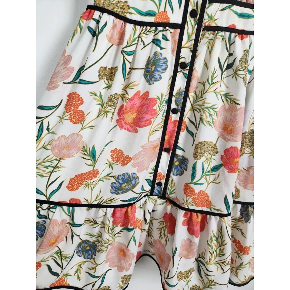 Kate Spade Women's Sz. 0 Floral Blossom Fluid Tiered Collared Shirt Dress - Picture 4 of 7